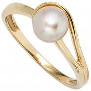 JOBO Damen Ring 585 Gold Gelbgold 1 S��wasser Perle Goldring Perlenring