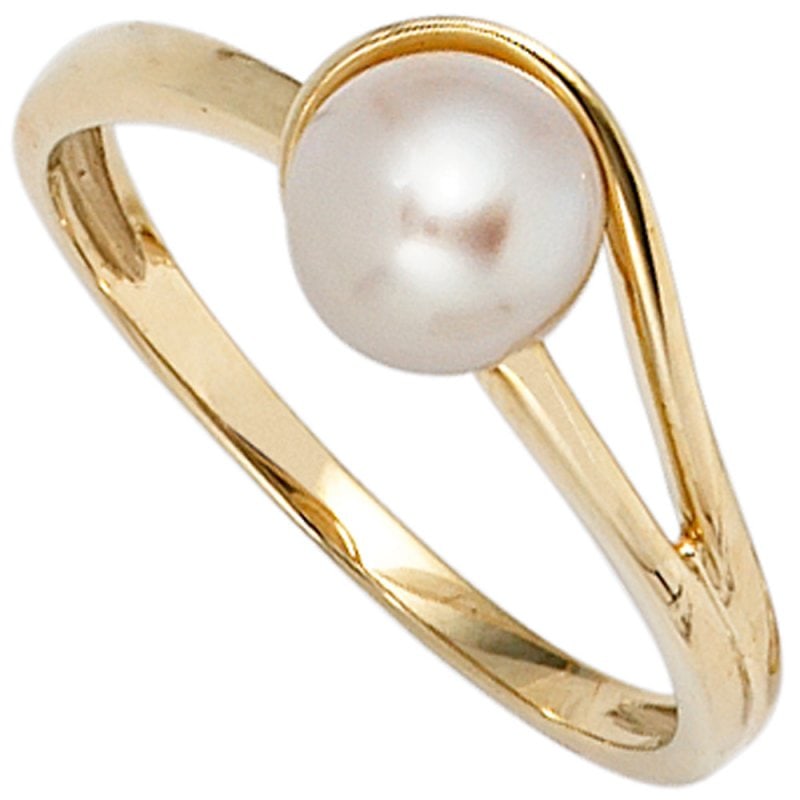JOBO Damen Ring 585 Gold Gelbgold 1 S��wasser Perle Goldring Perlenring