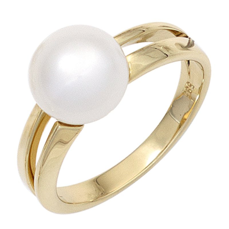 JOBO Damen Ring 585 Gold Gelbgold 1 S��wasser Perle Goldring Perlenring