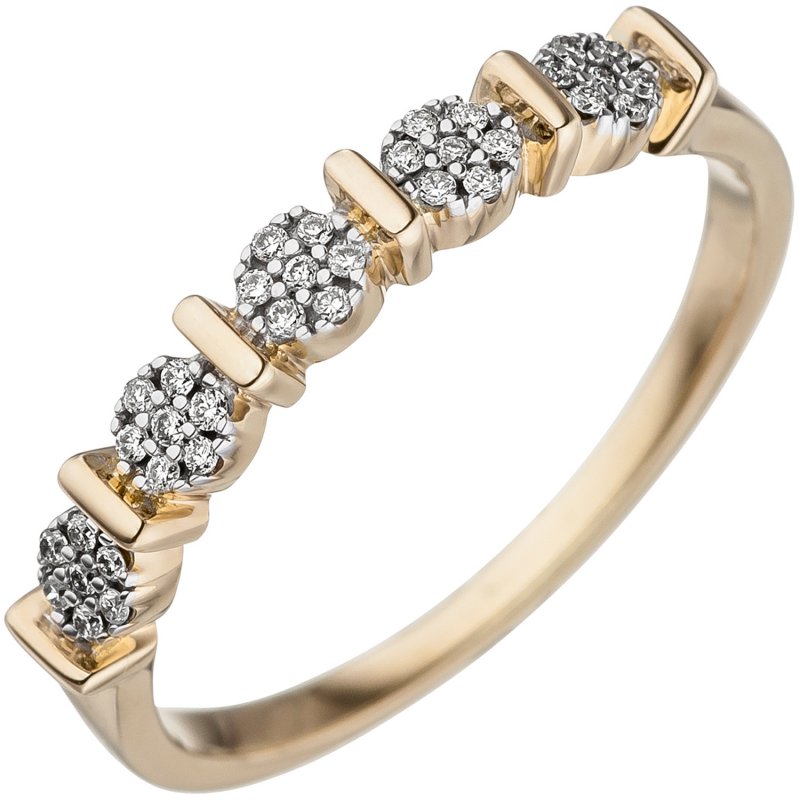 JOBO Damen Ring 585 Gold Gelbgold 35 Diamanten Brillanten Goldring  Diamantring