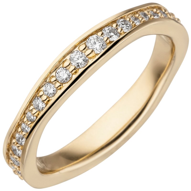 JOBO Damen Ring 585 Gold Gelbgold Diamanten Brillanten rundum