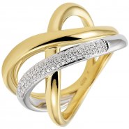 JOBO Damen Ring 585 Gold Gelbgold Wei�gold bicolor 61 Diamanten Brillanten Goldring