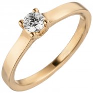 JOBO Damen Ring 585 Gold Rotgold 1 Diamant Brillant 0,25 ct. Diamantring Solit�r