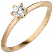 JOBO Damen Ring 585 Gold Rotgold 1 Diamant Brillant 0,25 ct. Diamantring Solit�r