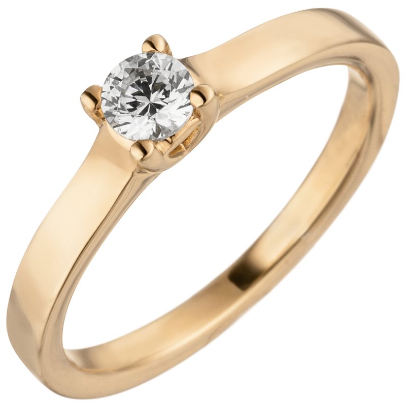 JOBO Damen Ring 585 Gold Rotgold 1 Diamant Brillant 0,25 ct. Diamantring Solit�r