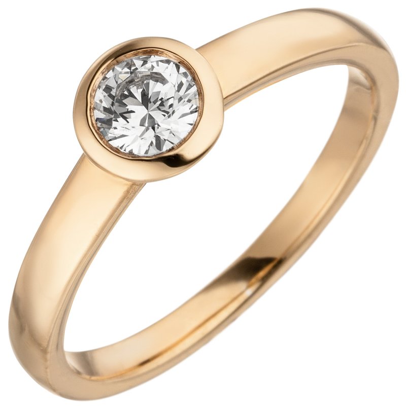 JOBO Damen Ring 585 Gold Rotgold 1 Diamant Brillant 0,25 ct. Diamantring Solit�r
