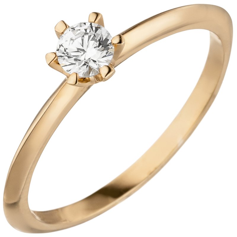 JOBO Damen Ring 585 Gold Rotgold 1 Diamant Brillant 0,25 ct. Diamantring Solit�r