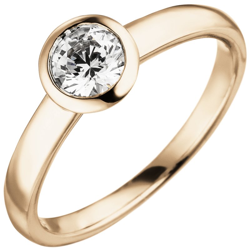 JOBO Damen Ring 585 Gold Rotgold 1 Diamant Brillant 0,50 ct. Diamantring Solit�r