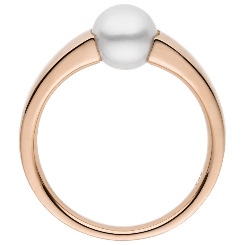 JOBO Damen Ring 585 Gold Rotgold 1 S��wasser Perle Goldring Perlenring