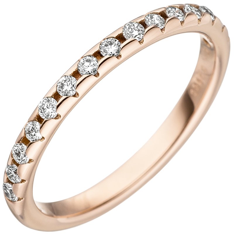 JOBO Damen Ring 585 Gold Rotgold 15 Diamanten Brillanten Rotgoldring Diamantring