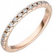 JOBO Damen Ring 585 Gold Rotgold 15 Diamanten Brillanten Rotgoldring Diamantring
