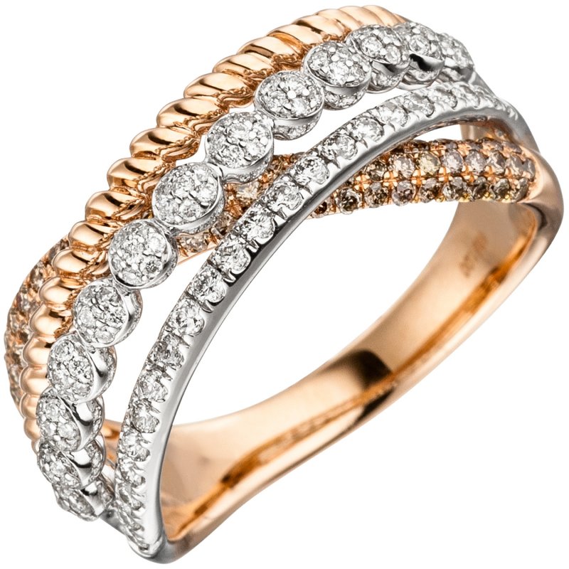 JOBO Damen Ring 585 Gold Rotgold 181 Diamanten Brillanten Rotgoldring Diamantring