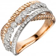 JOBO Damen Ring 585 Gold Rotgold 181 Diamanten Brillanten Rotgoldring Diamantring