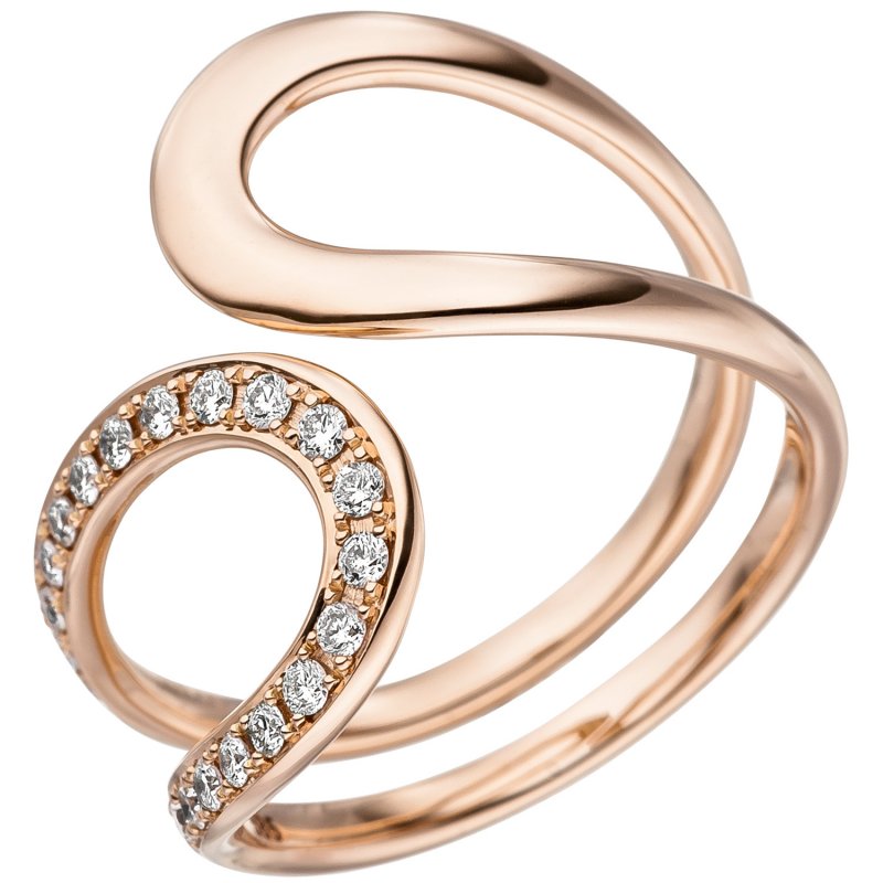 JOBO Damen Ring 585 Gold Rotgold 21 Diamanten Brillanten Rotgoldring Diamantring