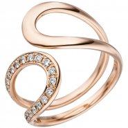 JOBO Damen Ring 585 Gold Rotgold 21 Diamanten Brillanten Rotgoldring Diamantring