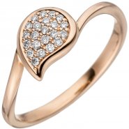 JOBO Damen Ring 585 Gold Rotgold 22 Diamanten Brillanten Diamantring Rotgoldring