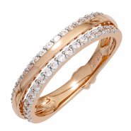 JOBO Damen Ring 585 Gold Rotgold 38 Diamanten Brillanten Rotgoldring