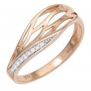 JOBO Damen Ring 585 Gold Rotgold 8 Diamanten Brillanten Rotgoldring Diamantring