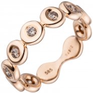 JOBO Damen Ring 585 Gold Rotgold 9 Diamanten Brillanten Rotgoldring Diamantring