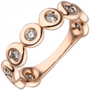 JOBO Damen Ring 585 Gold Rotgold 9 Diamanten Brillanten
