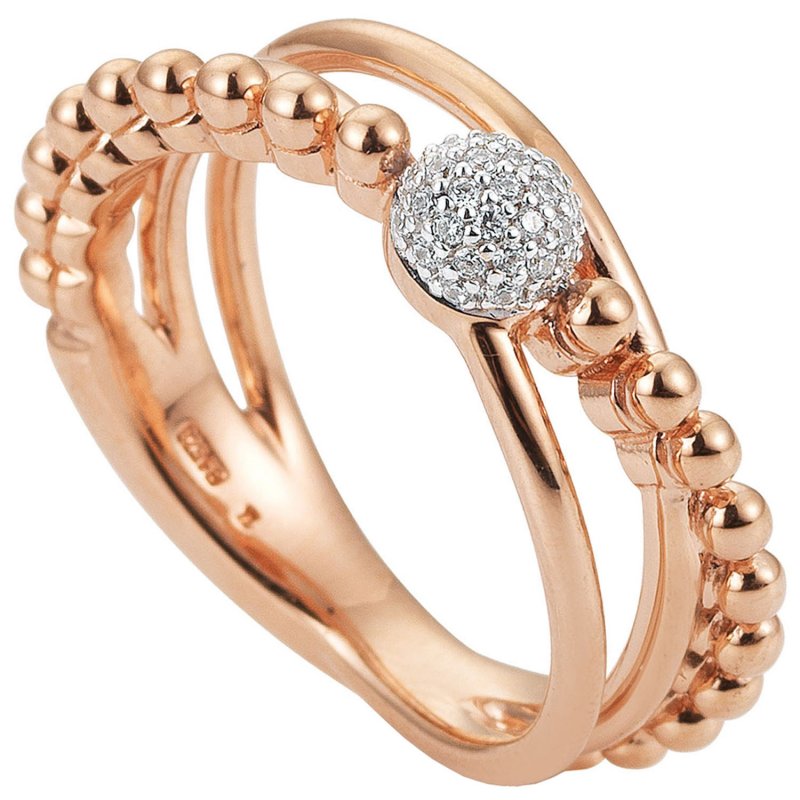JOBO Damen Ring 585 Gold Rotgold Ros�gold 31 Diamanten Brillanten Ros�goldring
