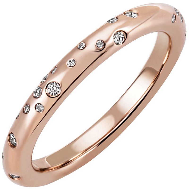 JOBO Damen Ring 585 Gold Rotgold Ros�gold 34 Diamanten Brillanten Diamantring