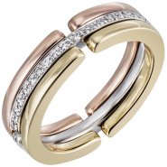 JOBO Damen Ring 585 Gold Tricolor mit Diamanten Brillanten rundum