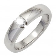 JOBO Damen Ring 585 Gold Wei�gold 1 Diamant Brillant 0,20ct. Diamantring Wei�goldring