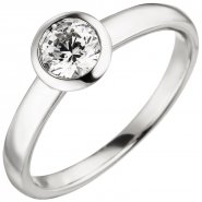 JOBO Damen Ring 585 Gold Wei�gold 1 Diamant Brillant 0,50 ct. Diamantring Solit�r