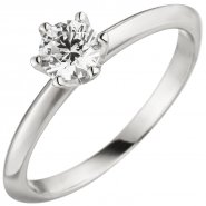 JOBO Damen Ring 585 Gold Wei�gold 1 Diamant Brillant 0,50 ct. Diamantring Solit�r