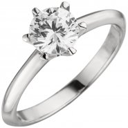JOBO Damen Ring 585 Gold Wei�gold 1 Diamant Brillant 1,0 ct. Diamantring Solit�r