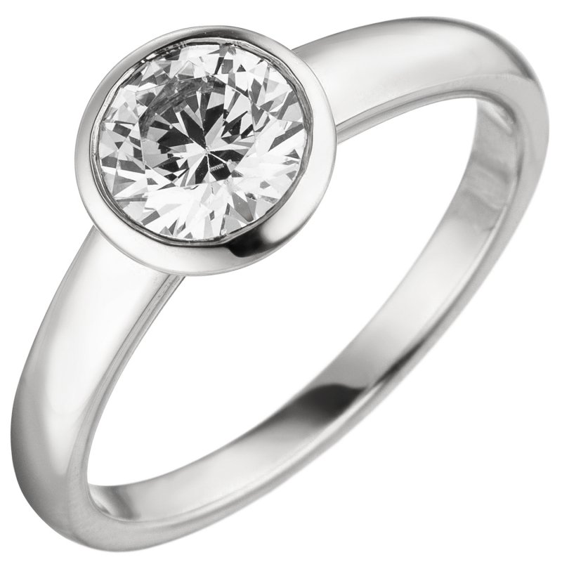 JOBO Damen Ring 585 Gold Wei�gold 1 Diamant Brillant 1,0 ct. Diamantring Solit�r