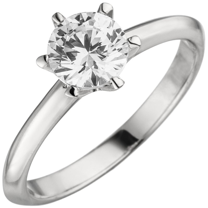 JOBO Damen Ring 585 Gold Wei�gold 1 Diamant Brillant 1,0 ct. Diamantring Solit�r