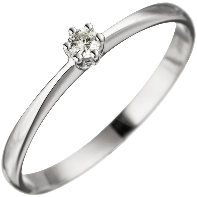 JOBO Damen Ring 585 Gold Weißgold 1 Diamant Brillant Weißgoldring  Diamantring