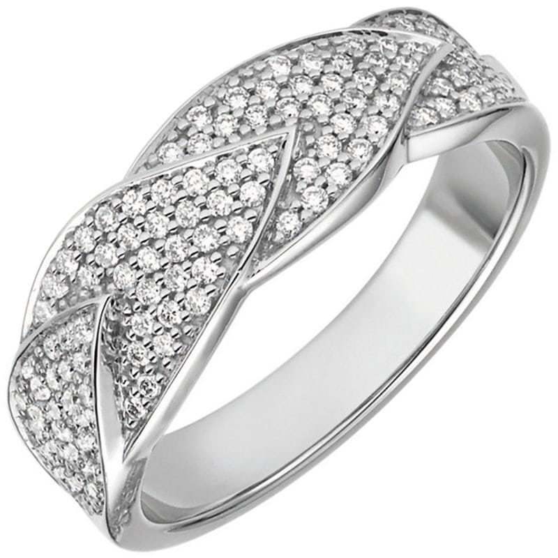 JOBO Damen Ring 585 Gold Wei�gold 119 Diamanten Brillanten 0,45ct. Diamantring