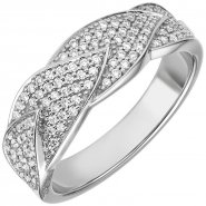 JOBO Damen Ring 585 Gold Wei�gold 119 Diamanten Brillanten 0,45ct. Diamantring