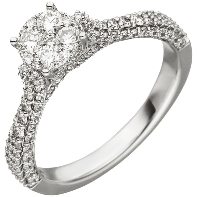 JOBO Damen Ring 585 Gold Wei�gold 119 Diamanten Brillanten