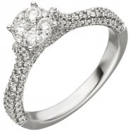 JOBO Damen Ring 585 Gold Wei�gold 119 Diamanten Brillanten