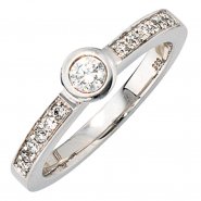 JOBO Damen Ring 585 Gold Wei�gold 13 Diamanten Brillanten 0,34ct. Wei�goldring