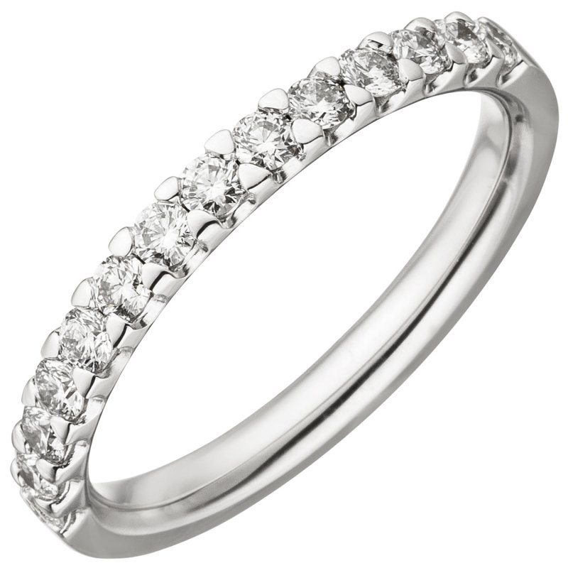 JOBO Damen Ring 585 Gold Weißgold 14 Diamanten Brillanten 0,56 ct.  Diamantring