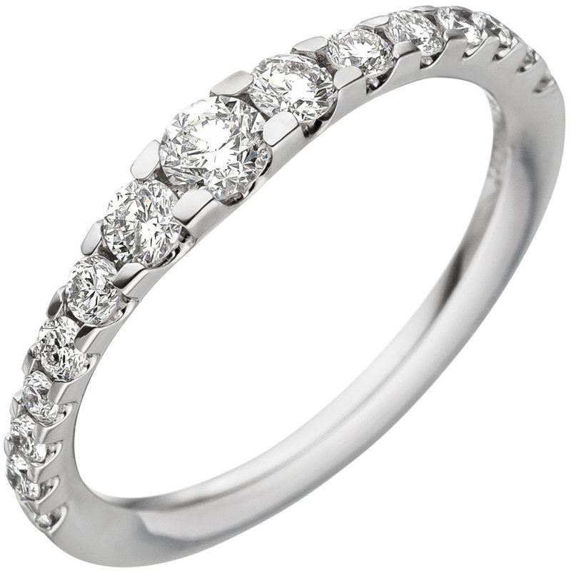 JOBO Damen Ring 585 Gold Weißgold 15 Diamanten Brillanten Weißgoldring  Diamantring