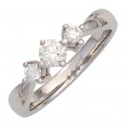 JOBO Damen Ring 585 Gold Wei�gold 3 Diamanten Brillanten 0,50ct. Wei�goldring