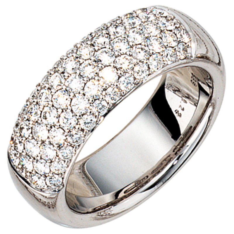 JOBO Damen Ring 585 Gold Weißgold 62 Diamanten Brillanten 1,22ct.  Weißgoldring