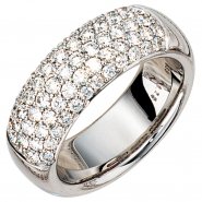 JOBO Damen Ring 585 Gold Wei�gold 62 Diamanten Brillanten 1,22ct. Wei�goldring