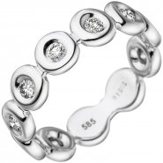 JOBO Damen Ring 585 Gold Wei�gold 9 Diamanten Brillanten Wei�goldring Diamantring