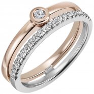 JOBO Damen Ring 585 Gold Wei�gold Rotgold bicolor 22 Diamanten Brillanten