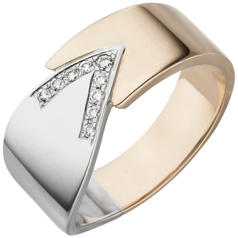 JOBO Damen Ring 585 Gold Wei�gold Rotgold bicolor 9 Diamanten Brillanten