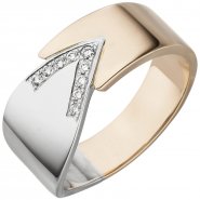 JOBO Damen Ring 585 Gold Wei�gold Rotgold bicolor 9 Diamanten Brillanten