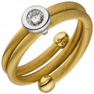 JOBO Damen Ring 750 Gelbgold Wei�gold bicolor matt 1 Diamant Brillant