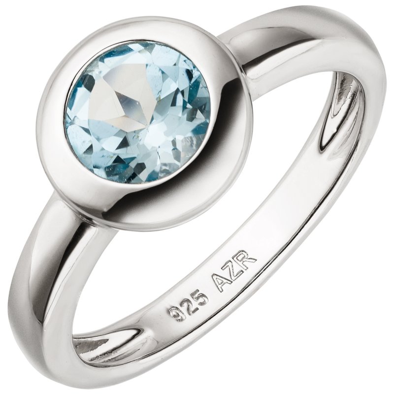 JOBO Damen Ring 925 Sterling Silber 1 Blautopas hellblau